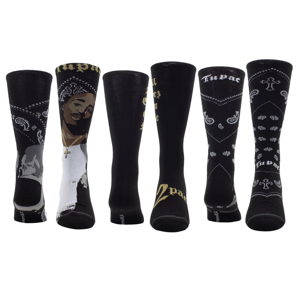 Tupac - 3 Pack Gift Box Crew Sokken - Zwart